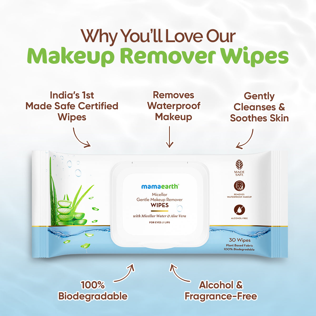 Micellar Gentle Makeup Remover Wipes, 30 N