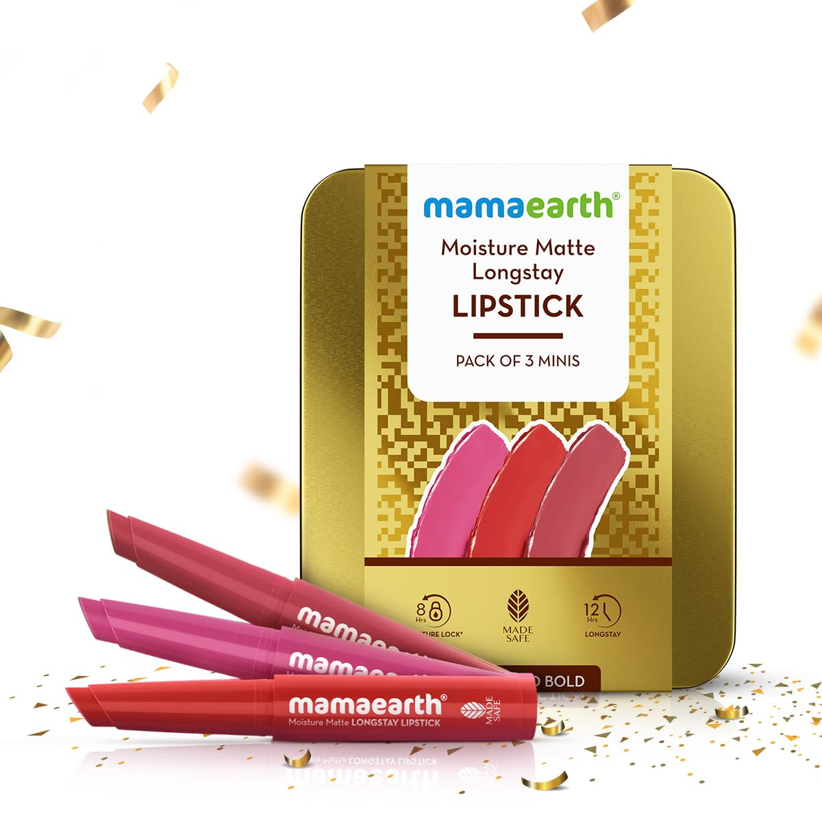 Moisture Matte Longstay Lipstick Pack Of 3 Minis - Bright And Bold (0.7 Gm Each)