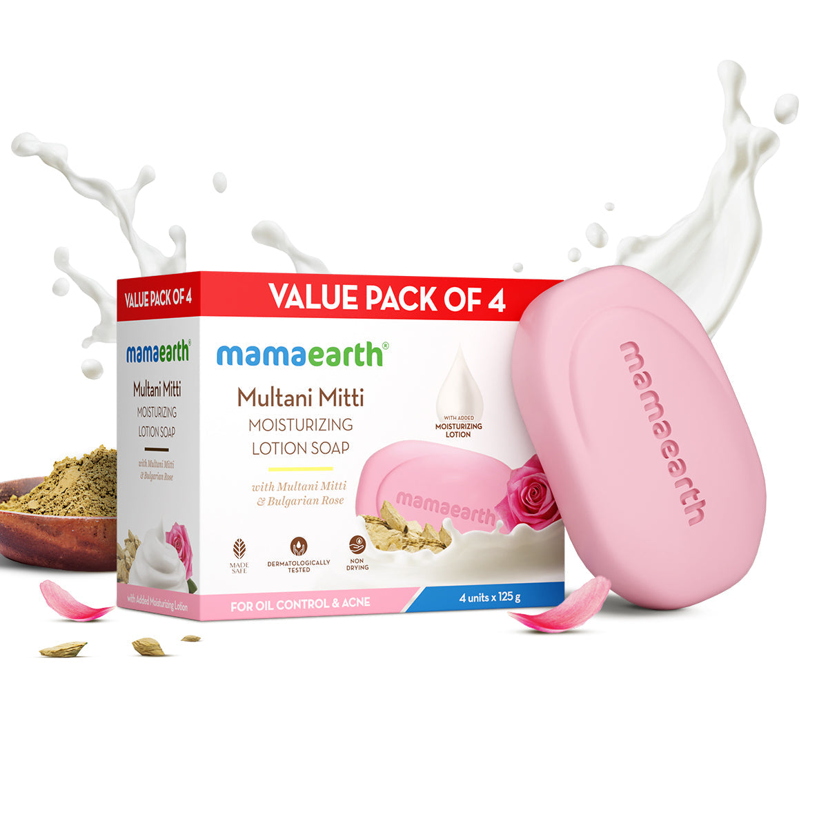 Mamaearth Multani Mitti Moisturizing Lotion Soap Pack of 4 x 4