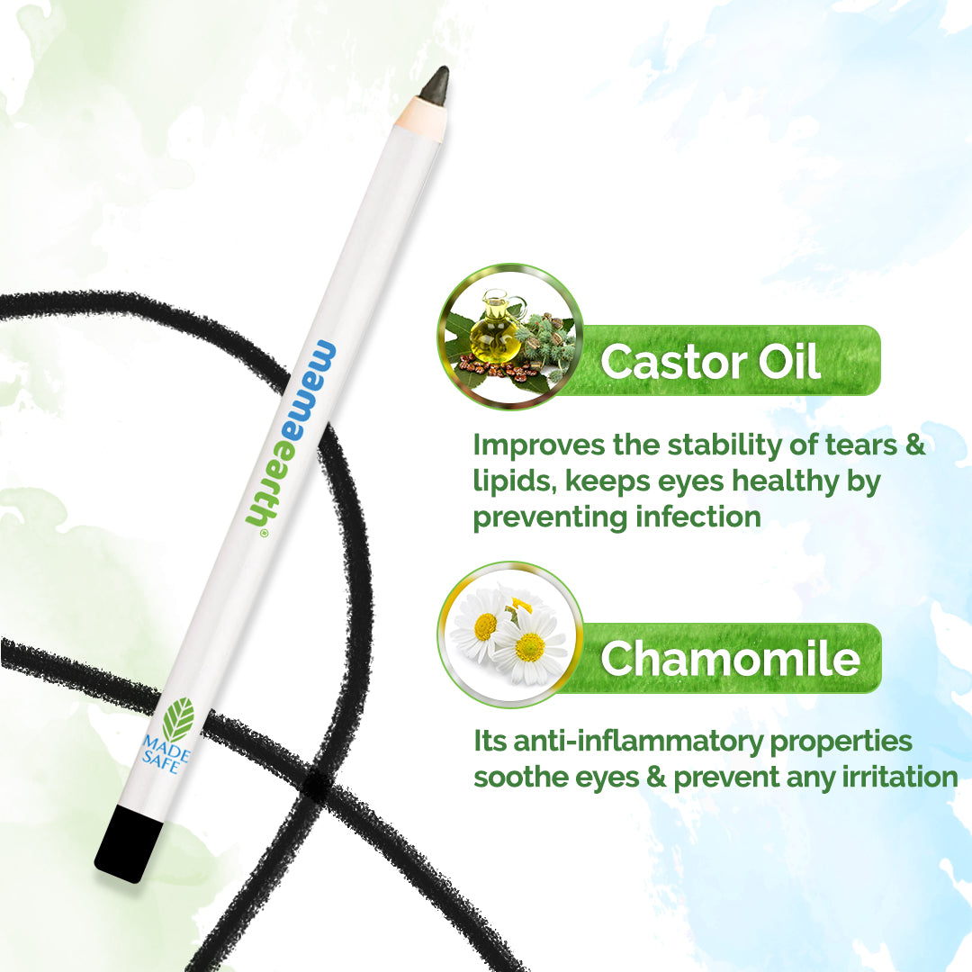 Mamaearth Charcoal Black Long Stay Kohl With Castor Oil and Chamomile