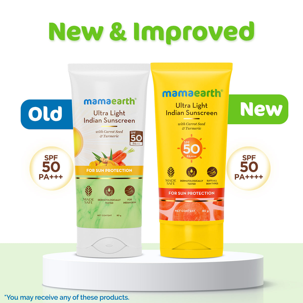 Mamaearth Ultra Light Indian Sunscreen with Carrot Seed Turmeric & SPF 50 PA+++ 80 ml