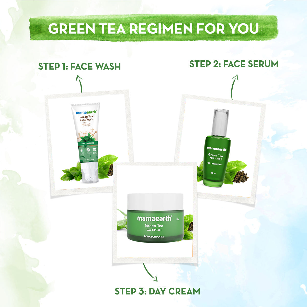 steps to use green tea open pores face wash