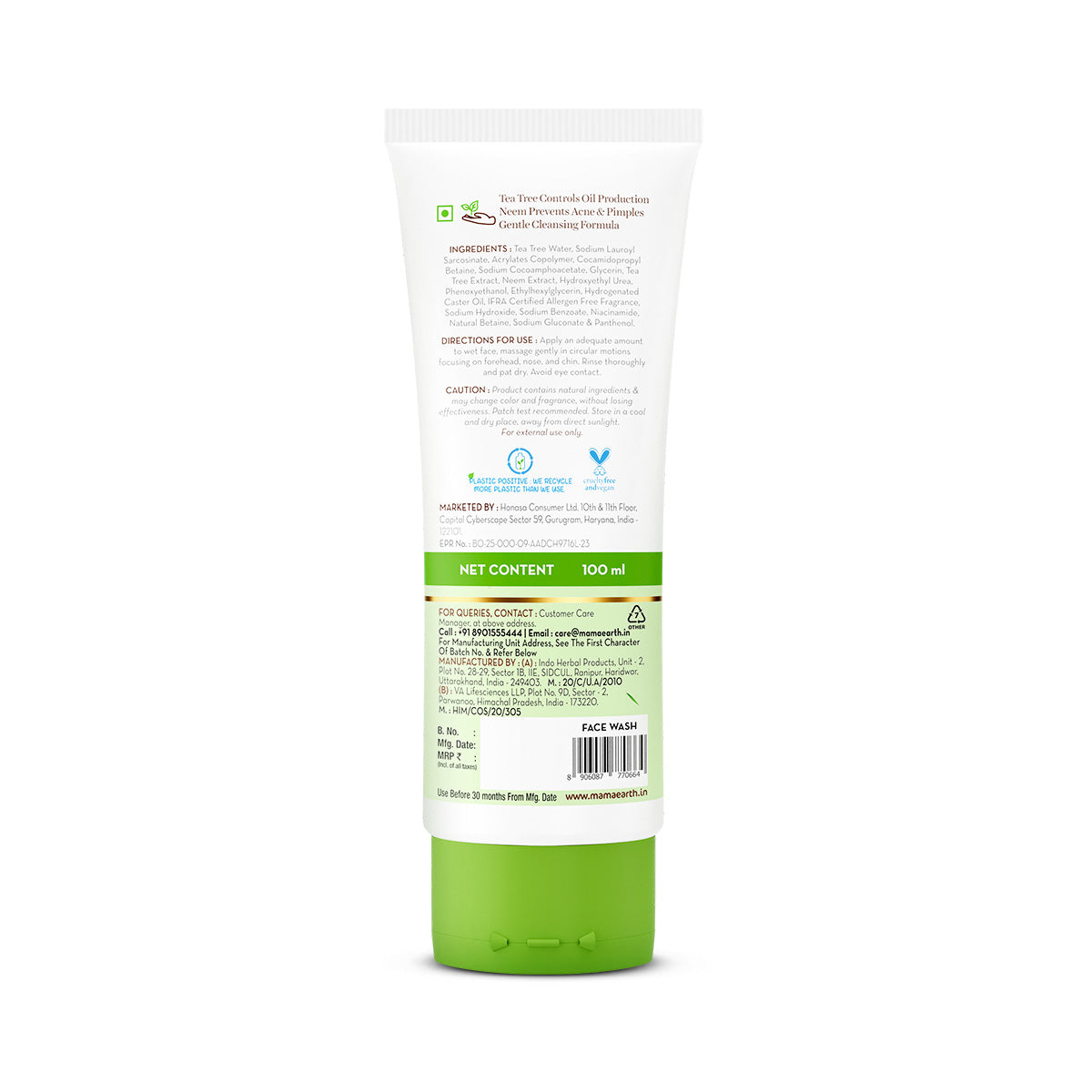 Mamaearth Tea Tree Facewash for acne & pimples 100 ml