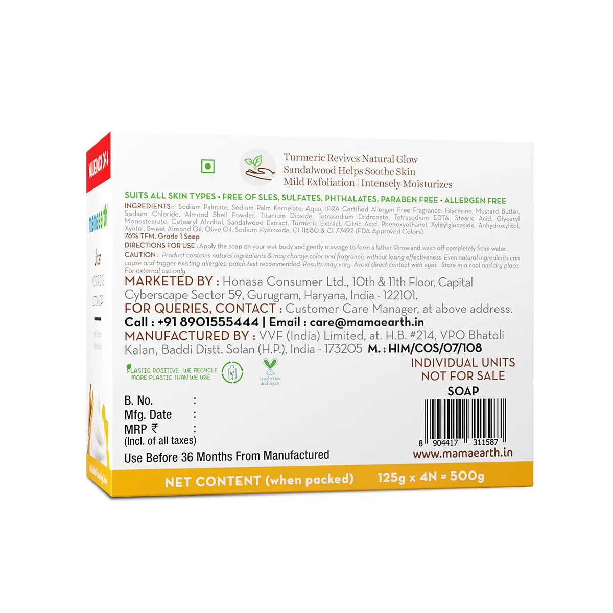 Mamaearth Ubtan Moisturizing Lotion Soap Pack of 4 x 4 125 gm