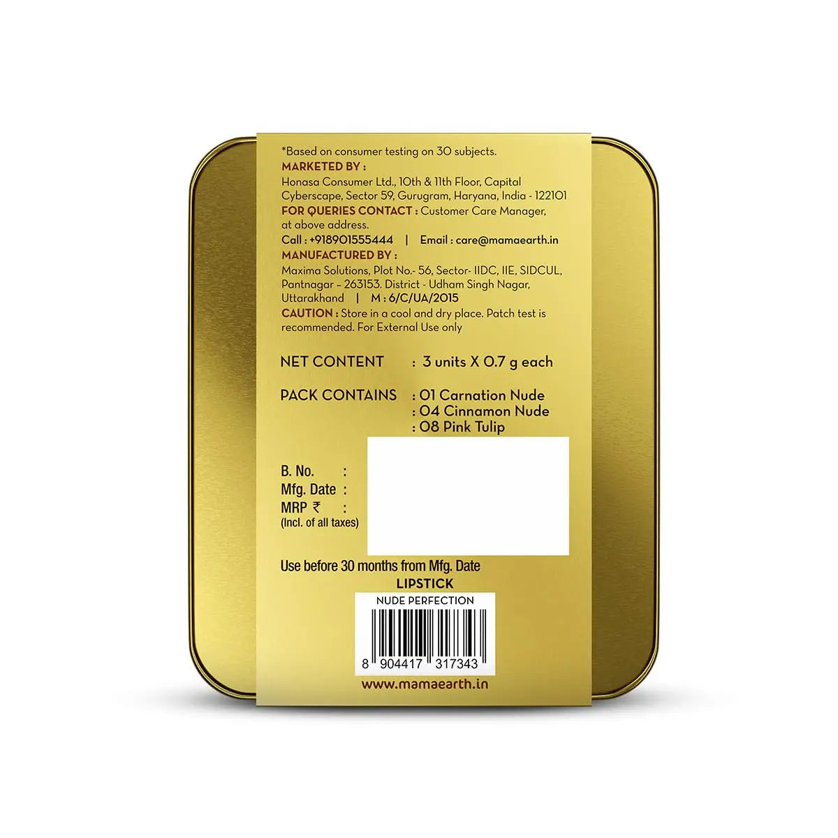 Moisture Matte Longstay Lipstick Pack Of 3 Minis - Nude Perfection (0.7 Gm Each)