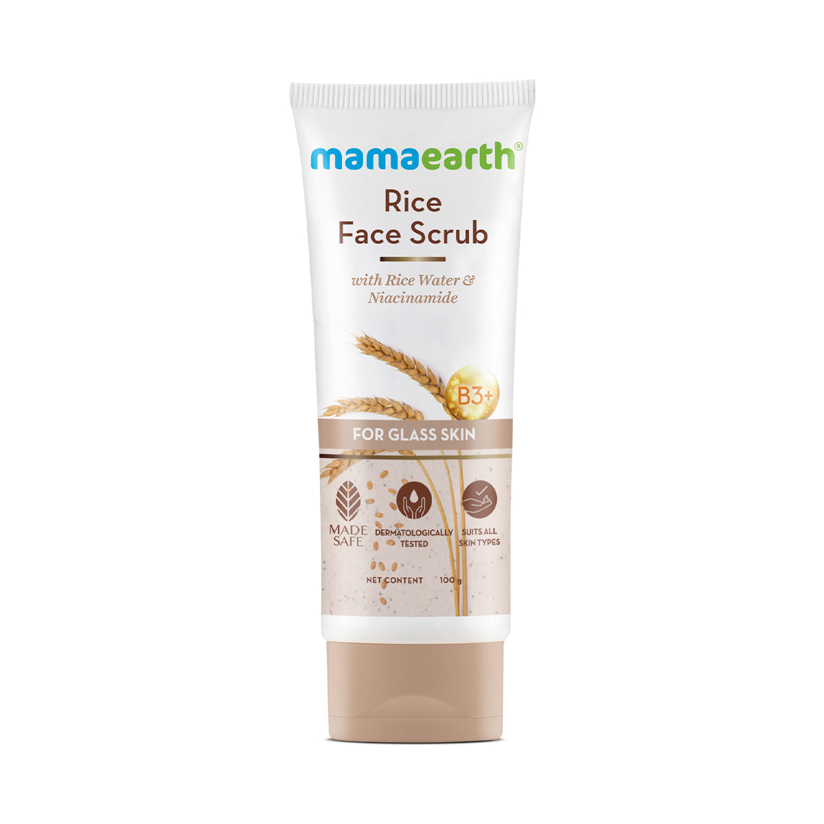 mamaearth rice scrub for face for glass skin