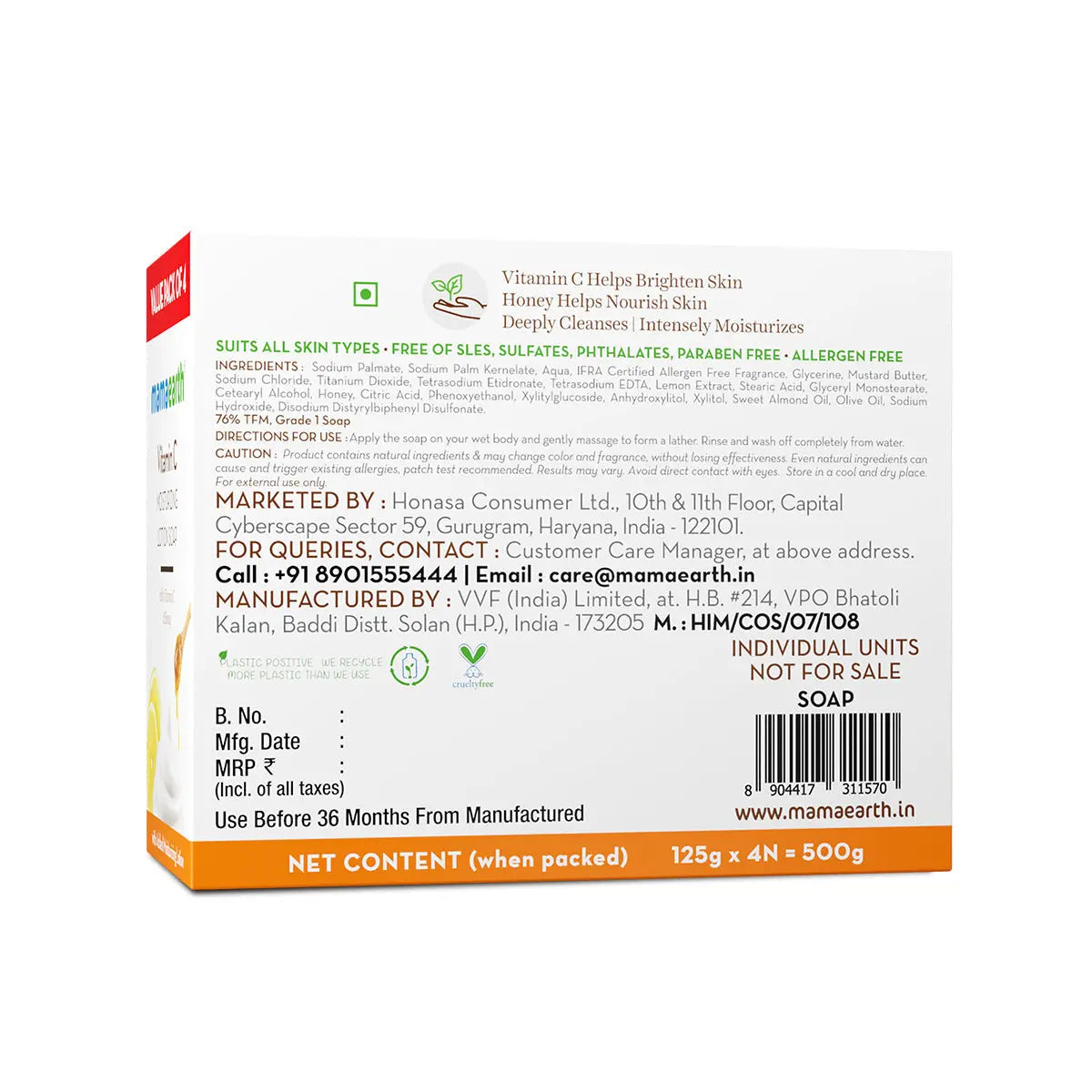 Mamaearth Vitamin C Moisturizing Lotion Soap Pack of 4 x 4 125 gm