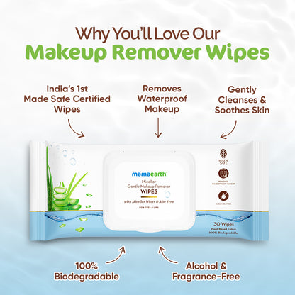 Micellar Gentle Makeup Remover Wipes, 30 N