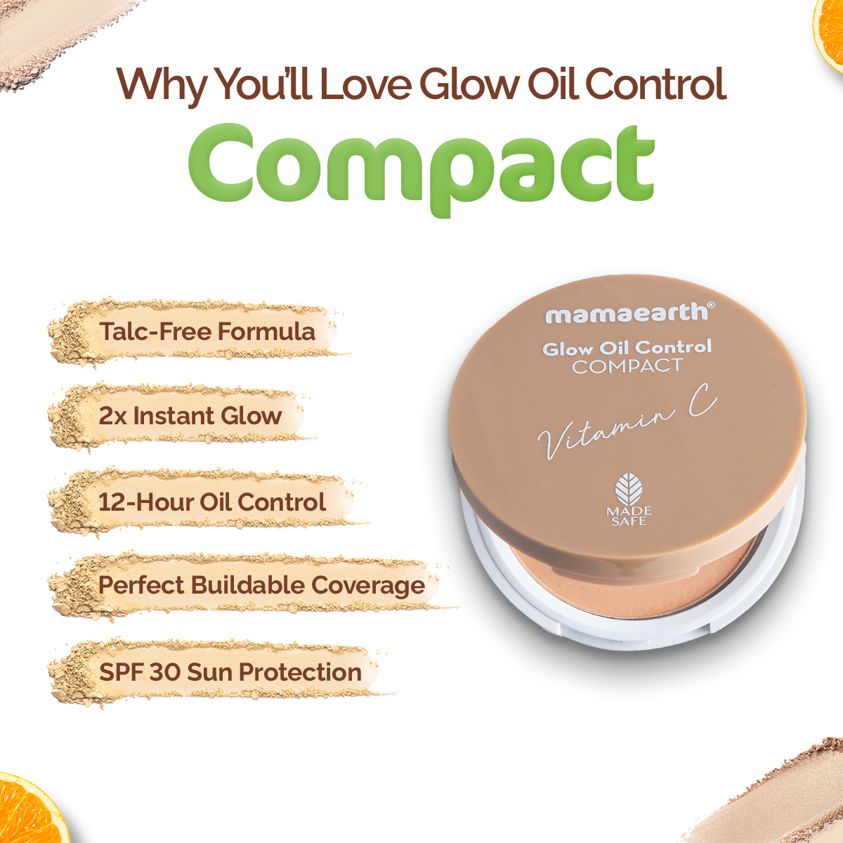 Nude Glow oil control compact powder for oily skin