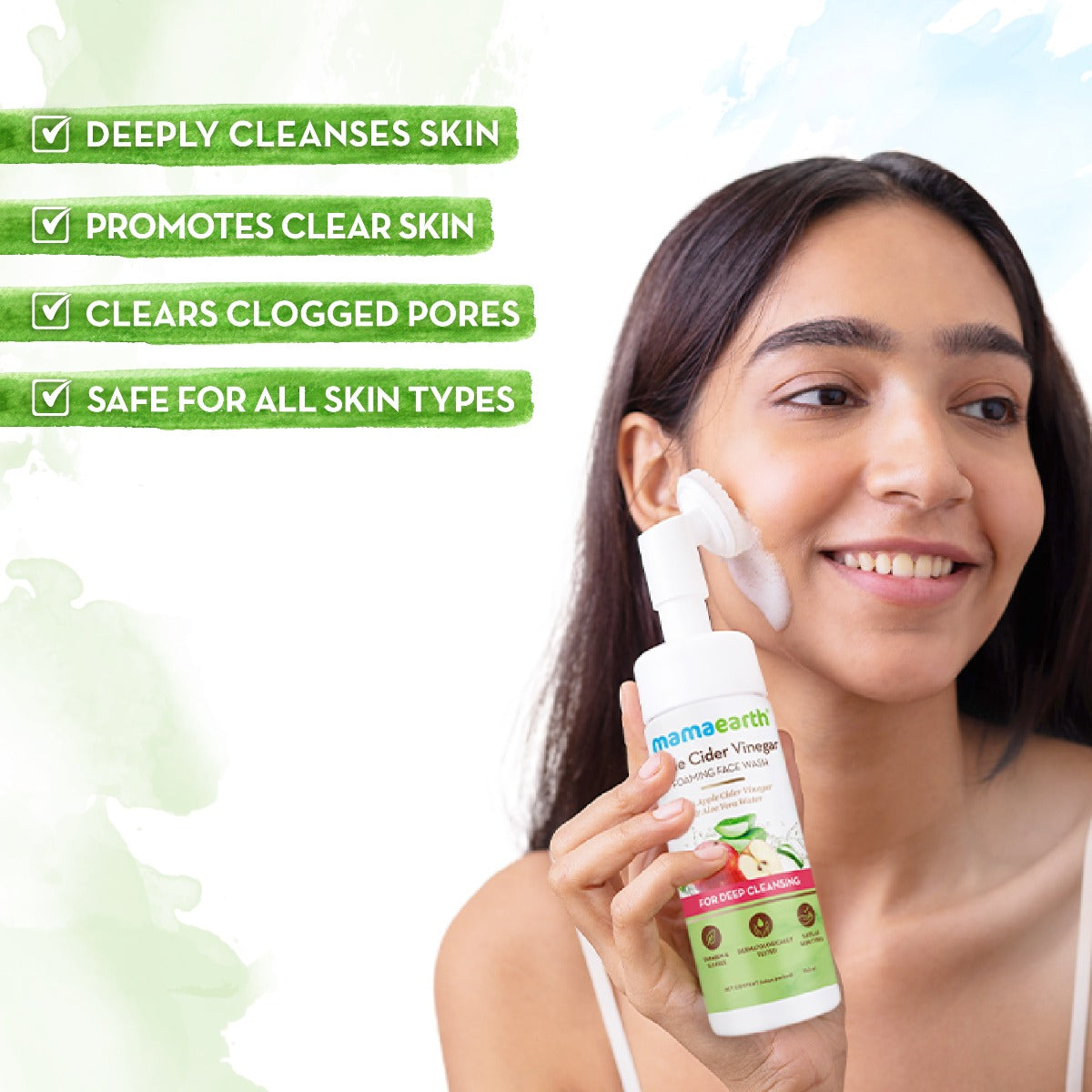 Apple Cider Vinegar Foaming Face Wash promotes clear skin