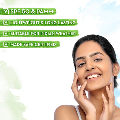Mamaearth Ultra Light Indian Sunscreen with Carrot Seed Turmeric & SPF 50 PA+++ 80 ml