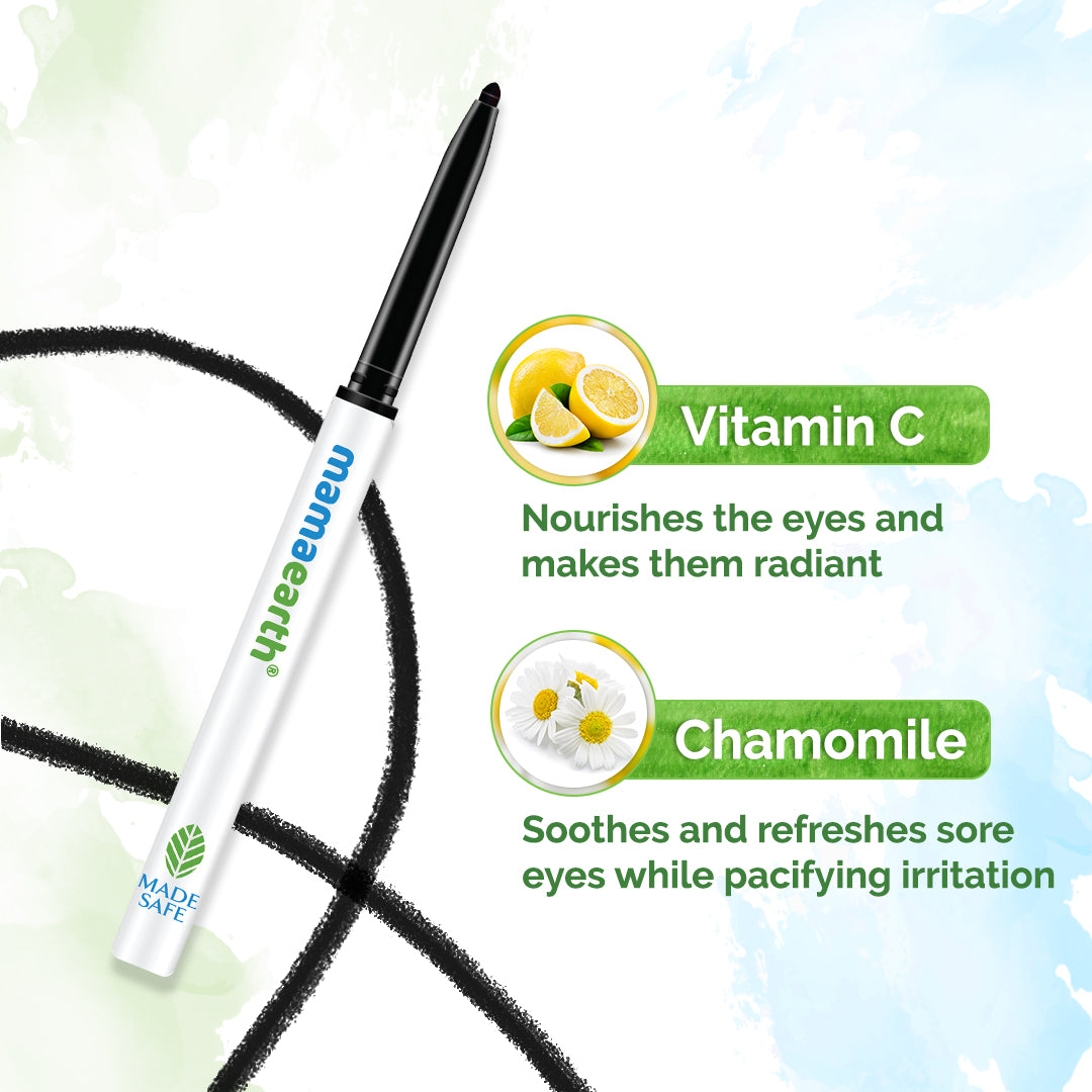 Mamaearth Charcoal Black Long Stay Kajal with Vitamin C & Chamomile