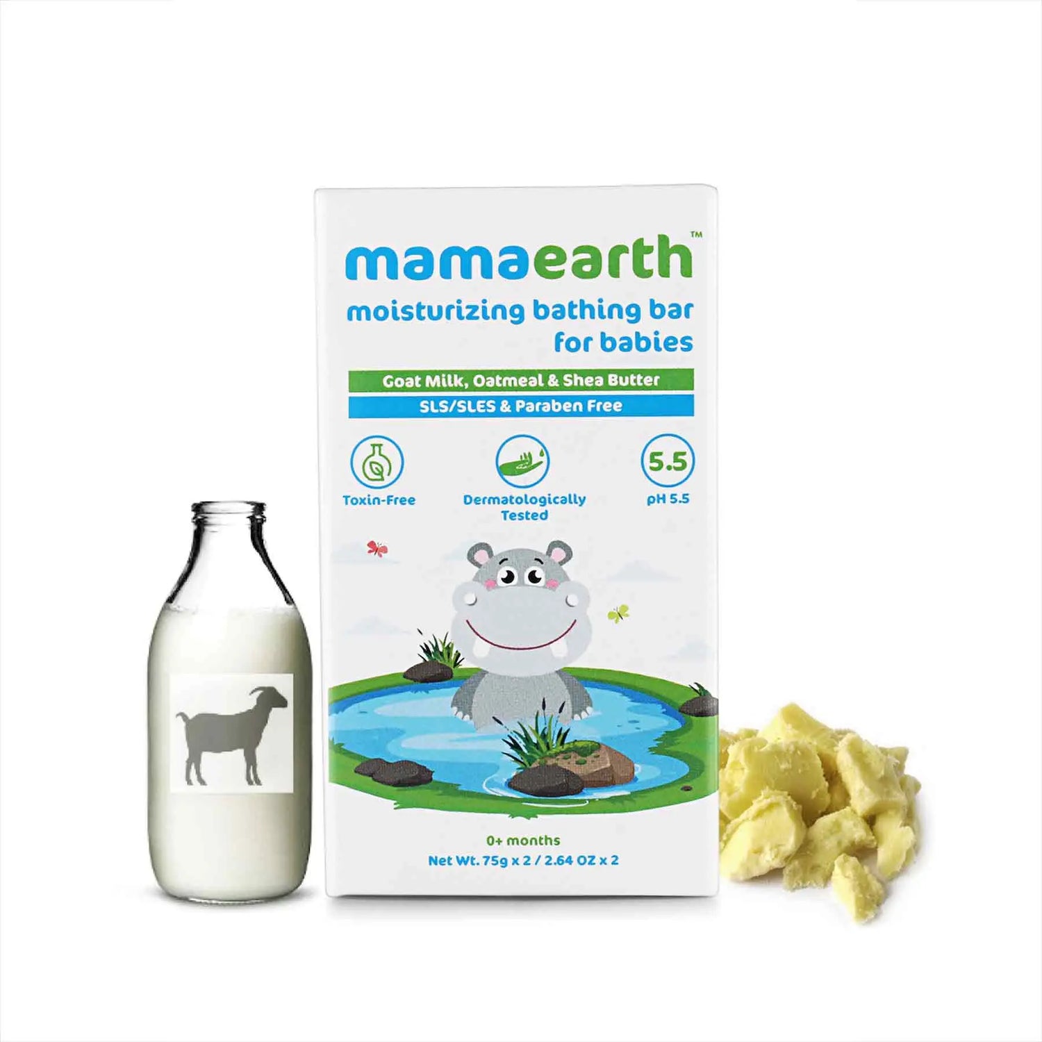 Moisturizing Bathing Bar Soap For Babies, pack of 2*75g