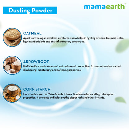 Mamaearth Dusting Powder with Organic Oatmeal and Arrowroot Powder