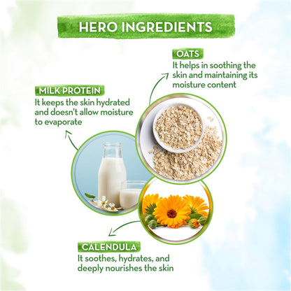 Milky Soft Bathing Bar for Babies with Oats, key ingredients