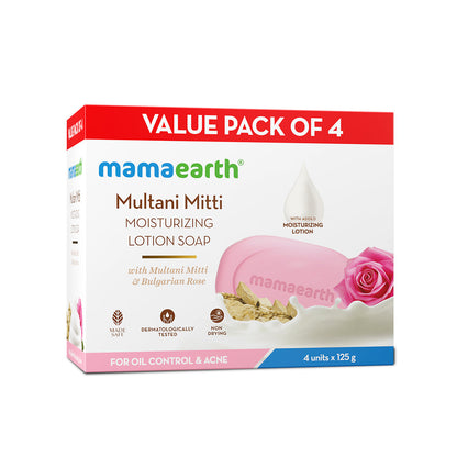 Mamaearth Multani Mitti Moisturizing Lotion Soap Pack of 4 x 4 125 gm