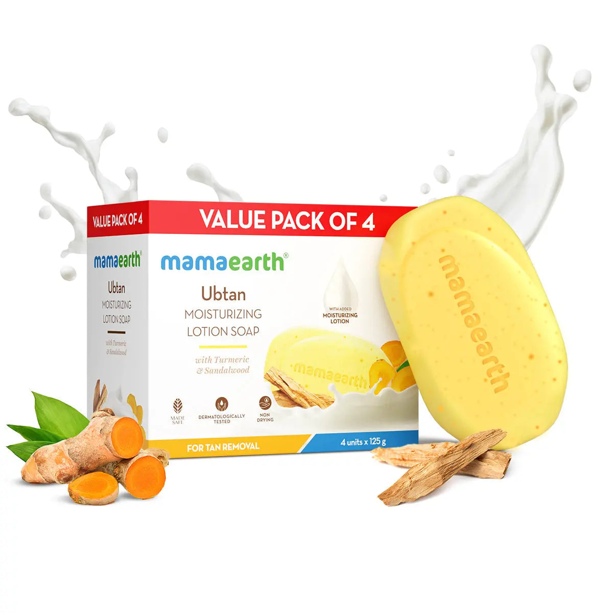 Mamaearth Ubtan Moisturizing Lotion Soap Pack of 4 x 4 125 gm