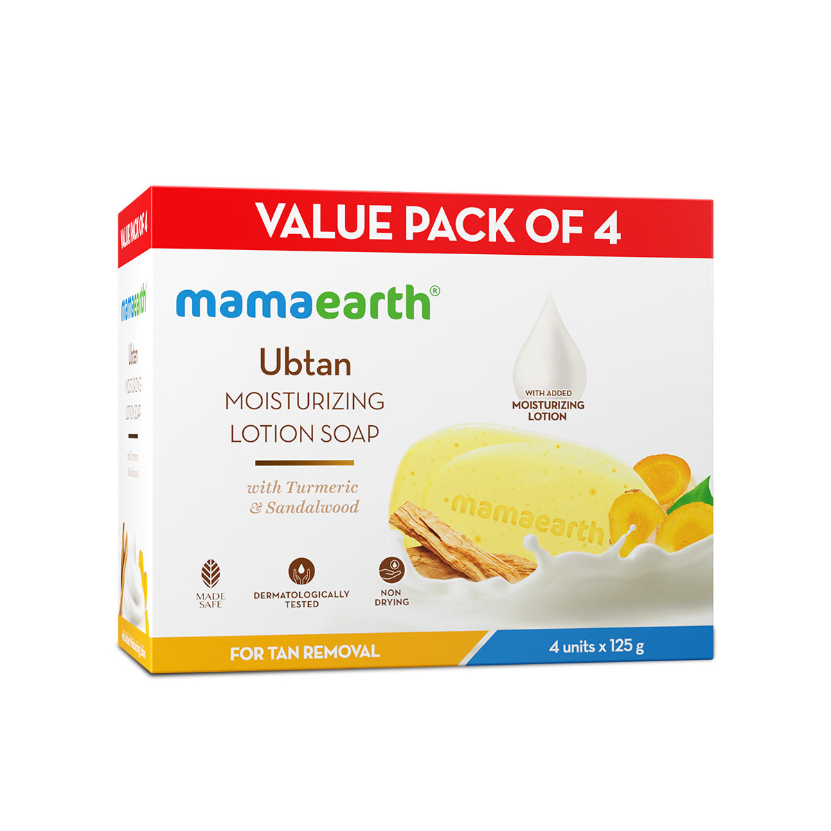 Mamaearth Ubtan Moisturizing Lotion Soap Pack of 4 x 4 125 gm
