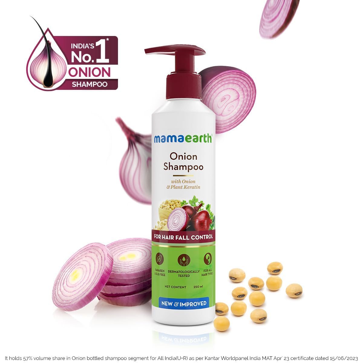 Mamaearth Onion Shampoo for Hair Growth and Hair Fall Control with Onion Oil and Plant Keratin
