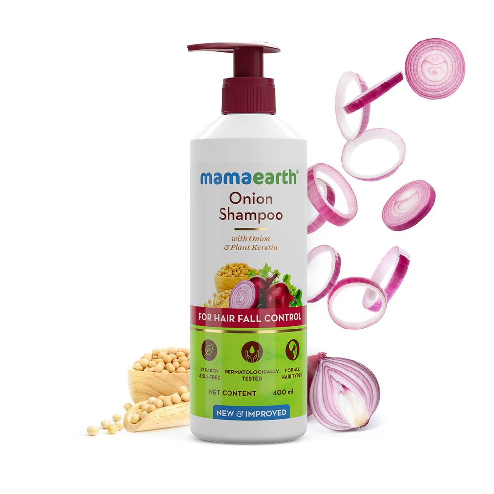 Mamaearth Onion Shampoo for Hair Growth and Hair Fall Control with Onion Oil and Plant Keratin