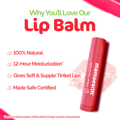 Mamaearth Nourishing Tinted 100% Natural Lip Balm with Vitamin E - Strawbery