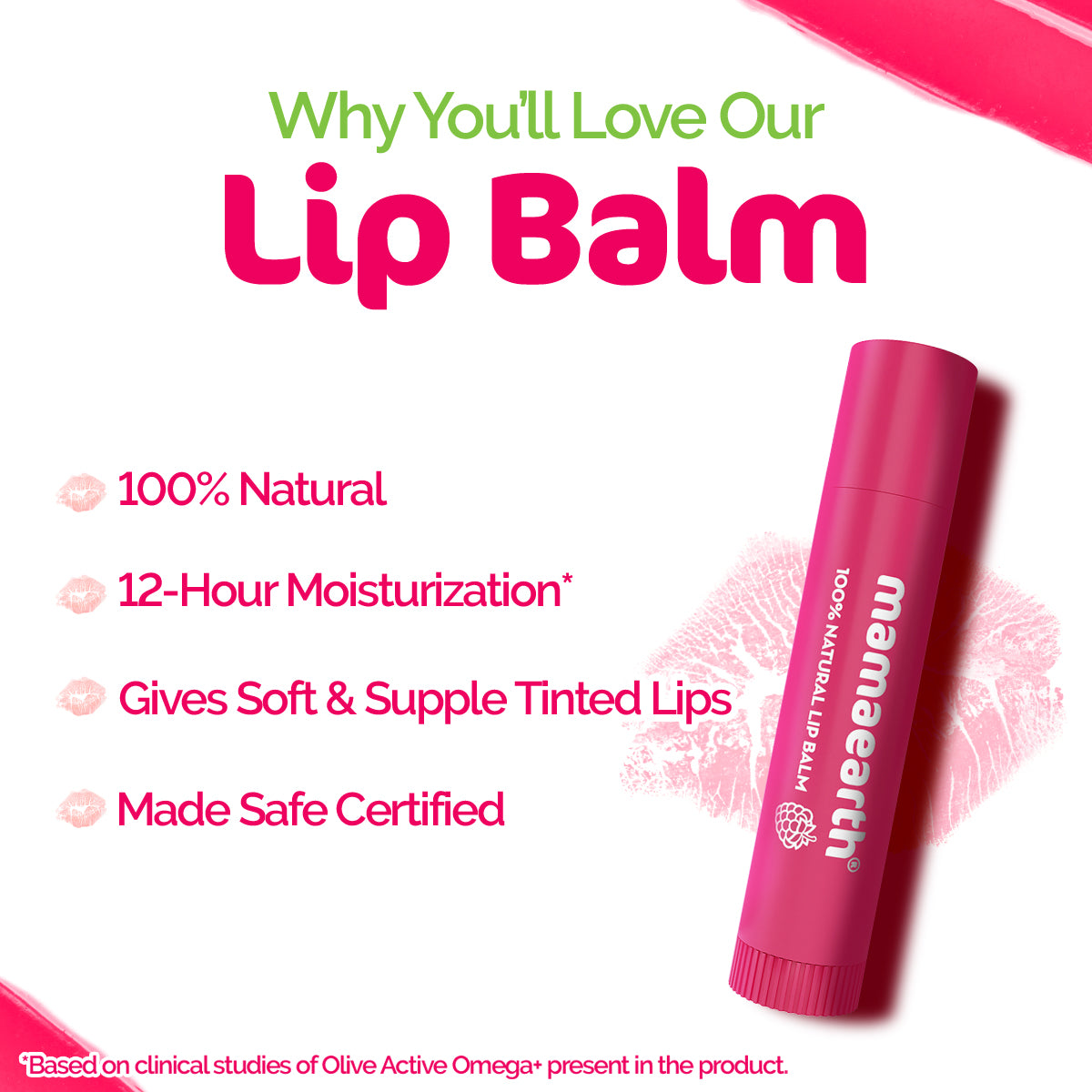 Mamaearth Nourishing Tinted 100% Natural Lip Balm with Vitamin - Raspberry