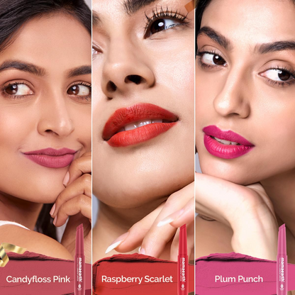 Moisture Matte Longstay Lipstick Pack Of 3 Minis - Bright And Bold (0.7 Gm Each)