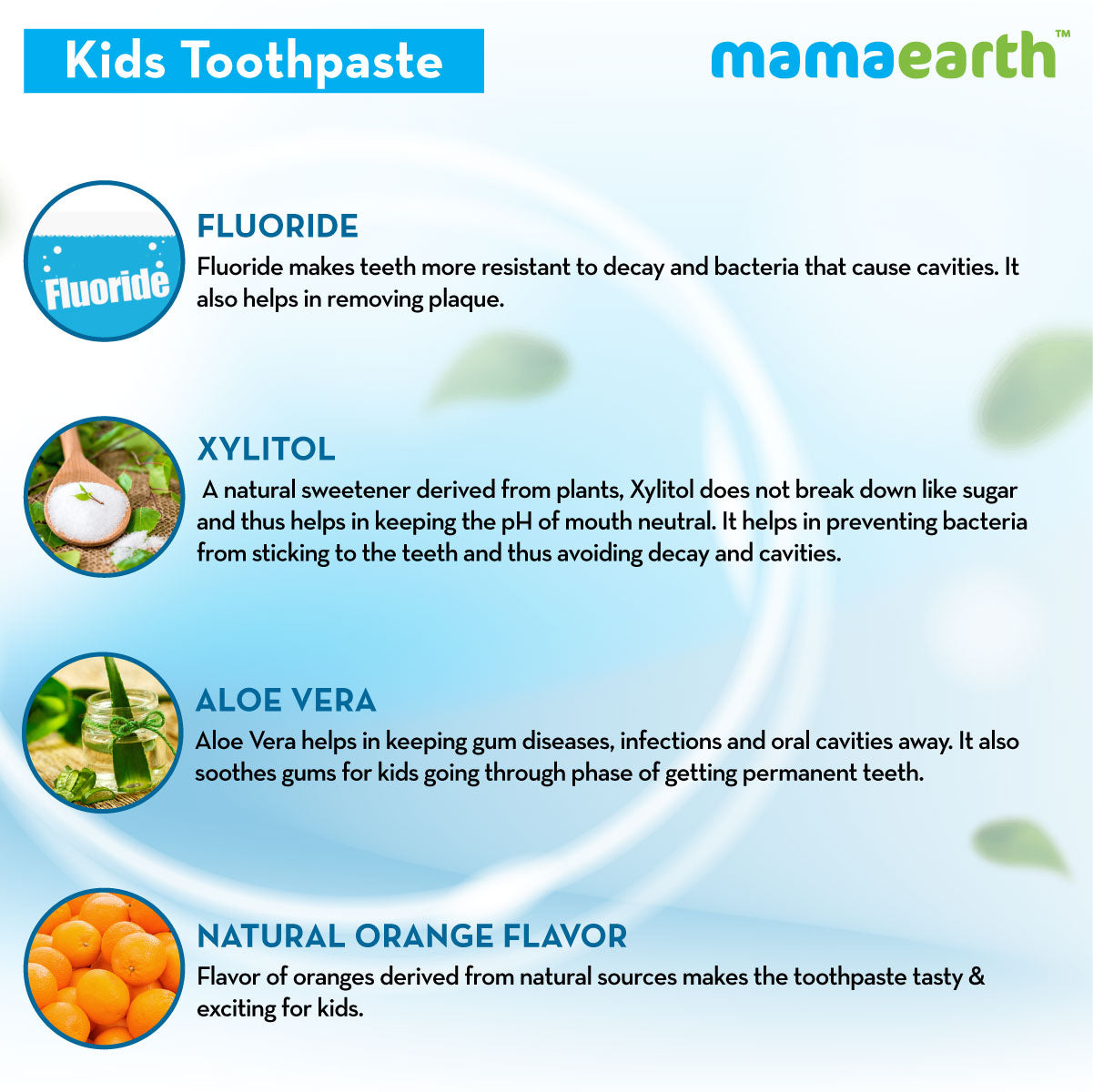 Mamaearth Sulfate Free Awesome Orange Toothpaste For Kids With Fluoride 50 gm