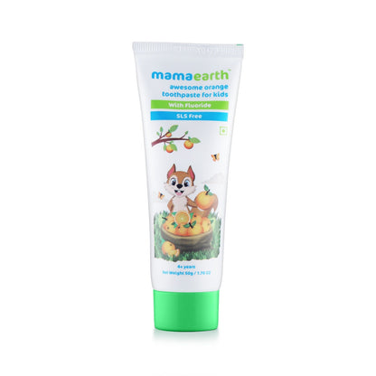 Mamaearth Sulfate Free Awesome Orange Toothpaste For Kids With Fluoride 50 gm