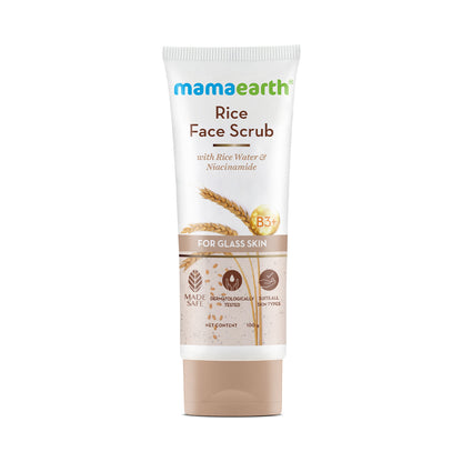 mamaearth rice scrub for face for glass skin