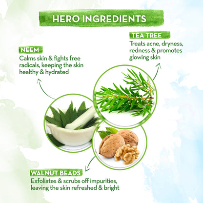 Tea tree scrub for acne hero ingredients