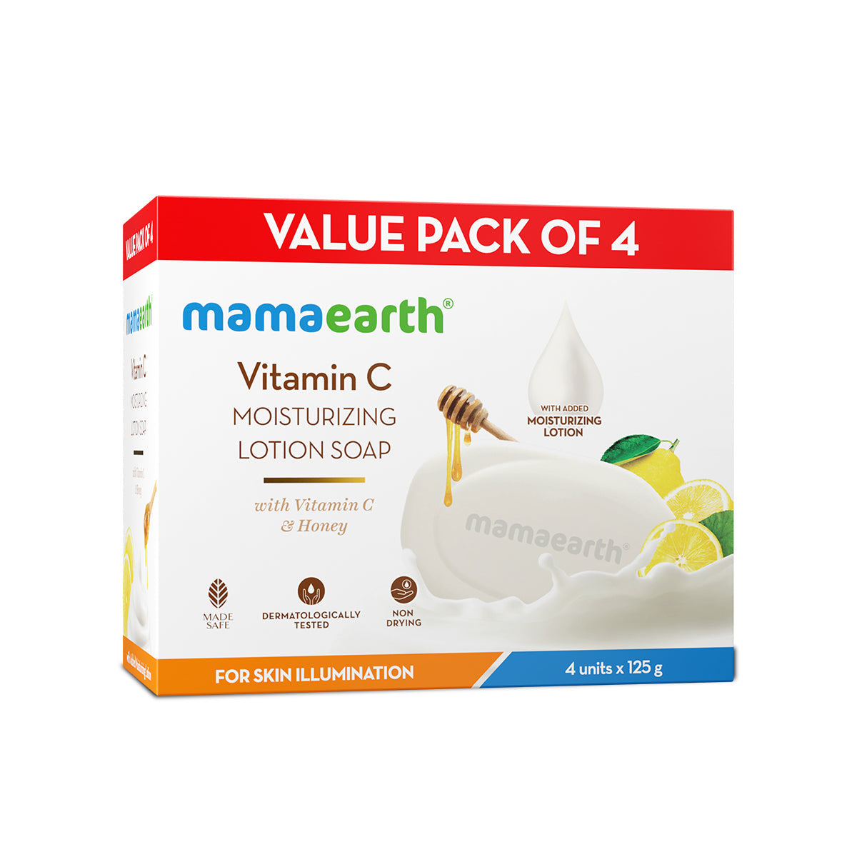 Mamaearth Vitamin C Moisturizing Lotion Soap Pack of 4 x 4 125 gm