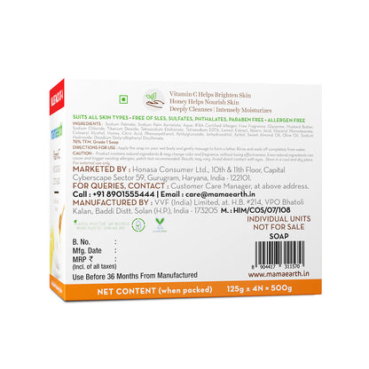 Mamaearth Vitamin C Moisturizing Lotion Soap Pack of 4 x 4 125 gm