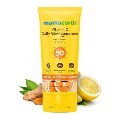 Mamaearth Vitamin C Daily Glow Sunscreen with Vitamin C & Turmeric for Sun Protection & Glow