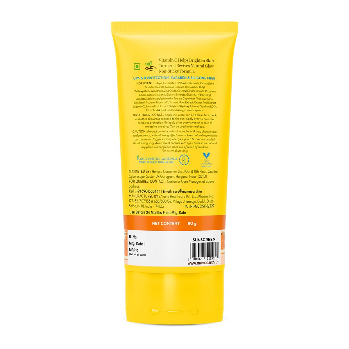 Mamaearth Vitamin C Daily Glow Sunscreen with Vitamin C & Turmeric for Sun Protection & Glow