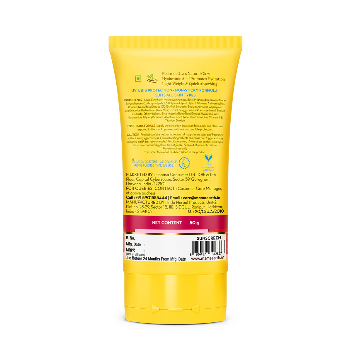 Mamaearth Beetroot Hydraful Sunscreen 50 gm