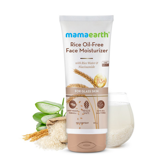 Mamaearth Rice Oil-Free Face Moisturizer With Rice Water & Niacinamide for Glass Skin 80 gm