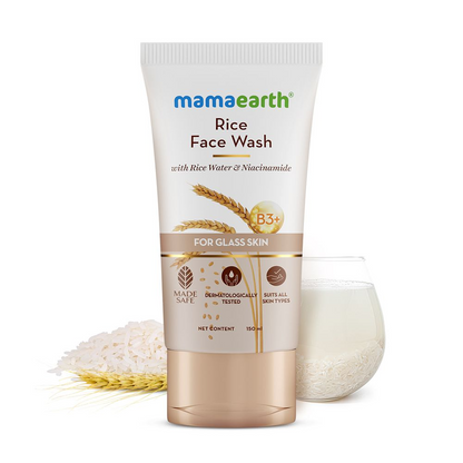 Mamaearth Rice Face Wash With Rice Water & Niacinamide for Glass Skin