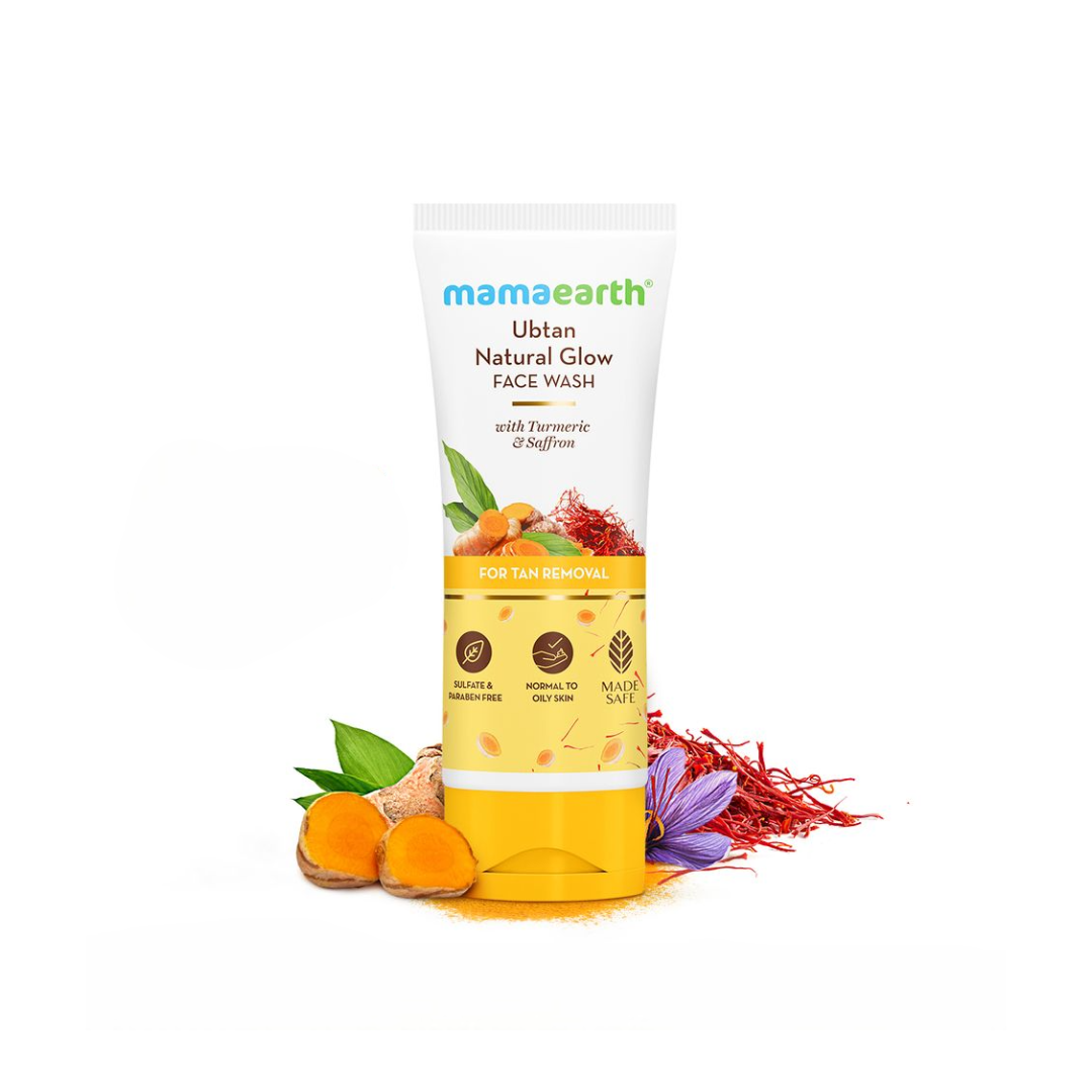 Mamaearth Ubtan Natural Glow Face Wash with Turmeric & Saffron for Tan Removal