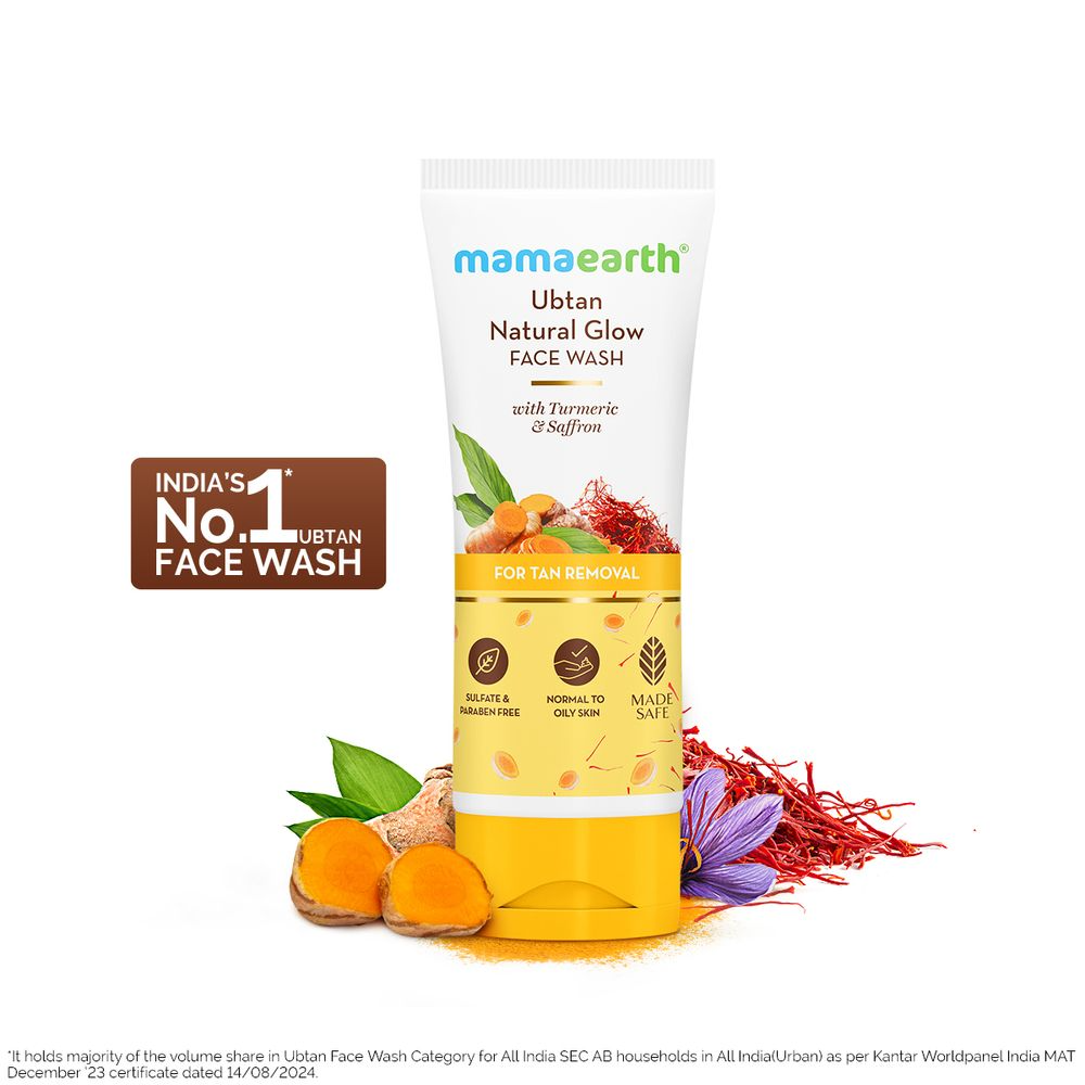 Mamaearth Ubtan Natural Glow Face Wash with Turmeric & Saffron for Tan Removal