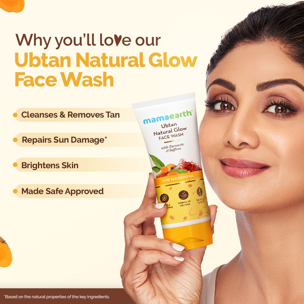 Mamaearth Ubtan Natural Glow Face Wash with Turmeric & Saffron for Tan Removal