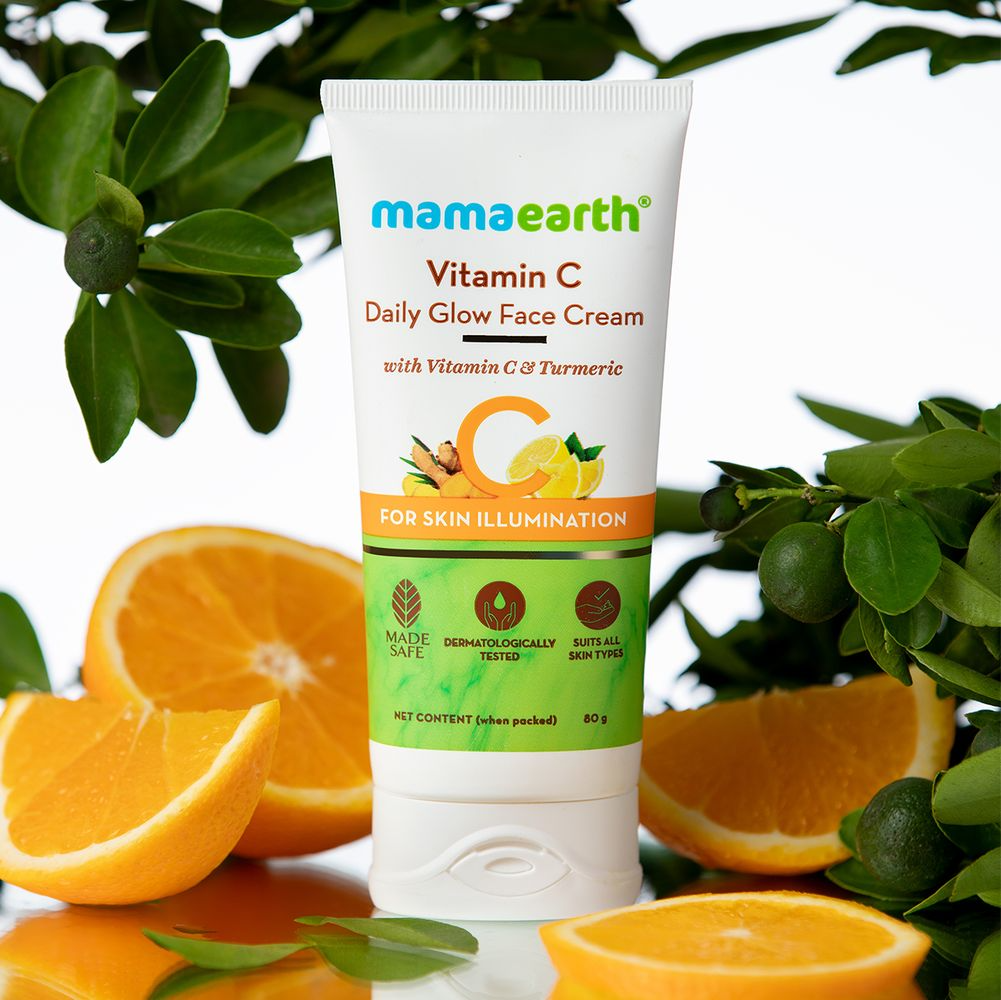Mamaearth Vitamin C Daily Glow Face Cream With Vitamin C & Turmeric for Skin Illumination 80 gm