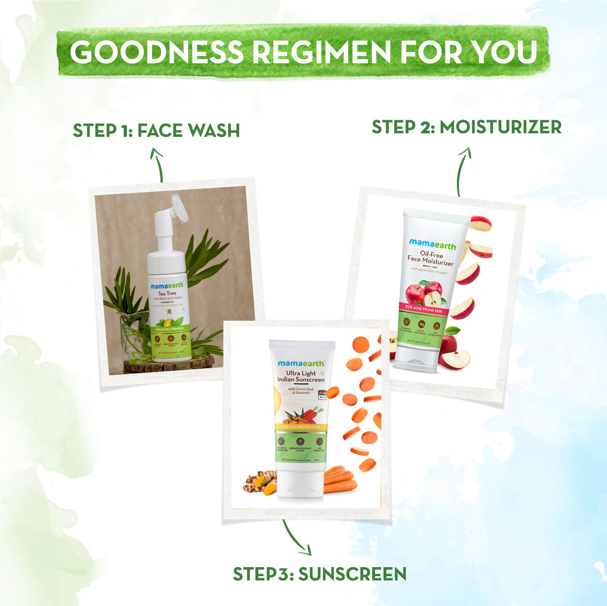 Mamaearth goodness regimen for you with oil free face moisturizer