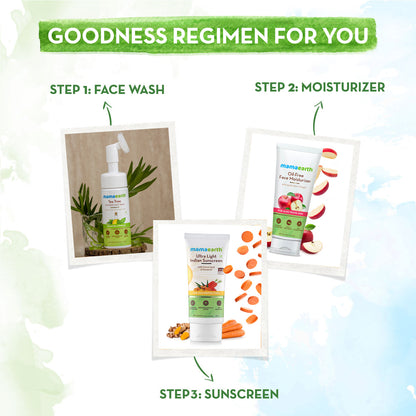 Mamaearth goodness regimen for you with oil free face moisturizer