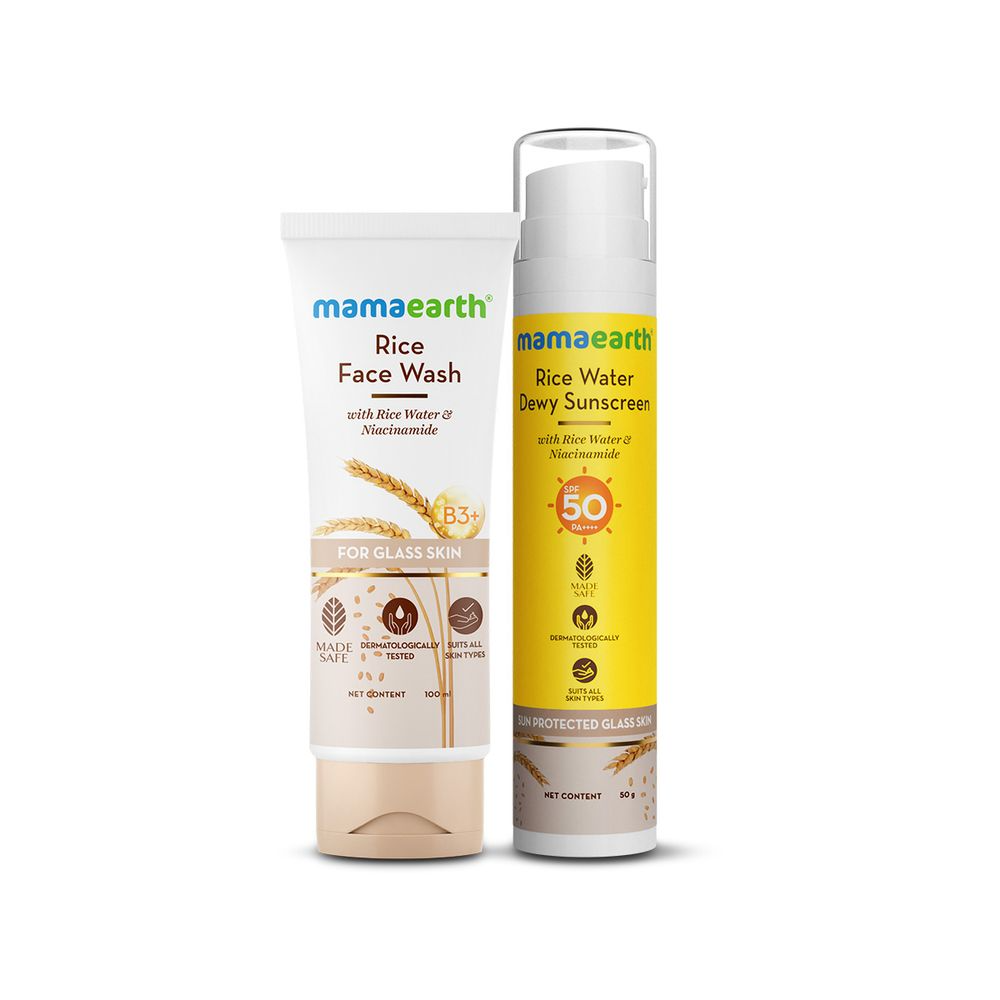 Mamaearth Rice Water Cleanse & Protect Combo - 100ml + 50g