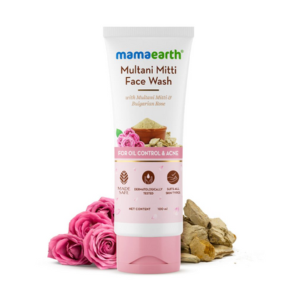 Mamaearth Multani Mitti Face Wash with Multani Mitti & Bulgarian Rose 100 ml