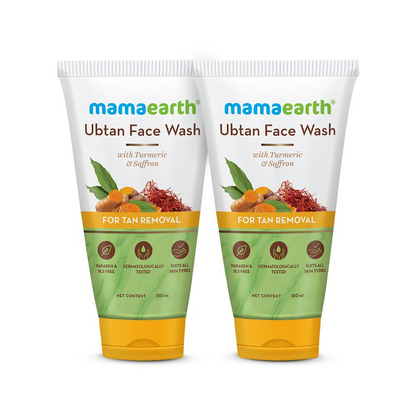 Mamaearth Ubtan Natural Glow Face Wash with Turmeric & Saffron for Tan Removal